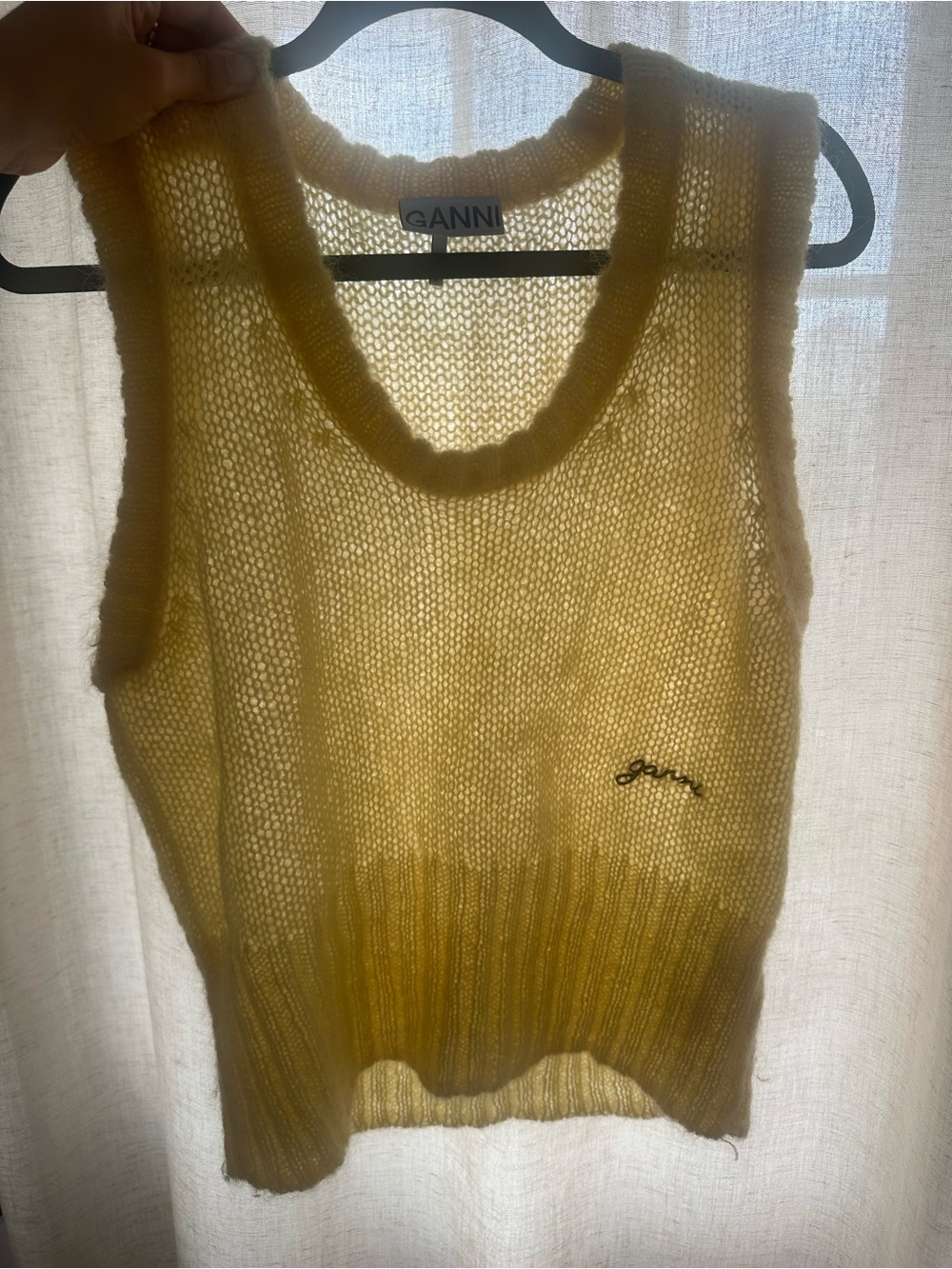 Ganni Yellowl Knit Sleeveless Sweater Vest